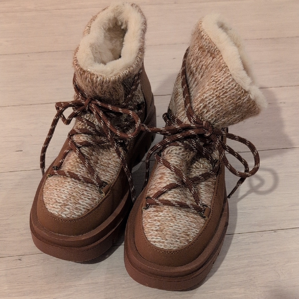 JustFab Brown and Cream Ankle Boots